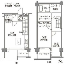 カスタリア八雲 105 間取り図