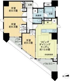 ライオンズ東日本橋 2階 間取り図