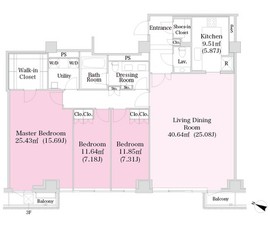 レジディア市谷砂土原 N402 間取り図