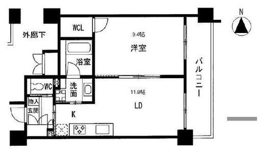 クリプトメリア目黒 401 間取り図