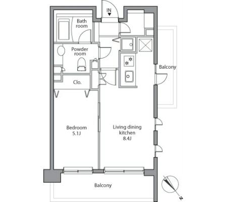 レジディア赤坂 407 間取り図