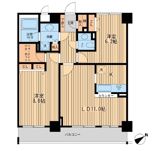 ラポール三田 203 間取り図