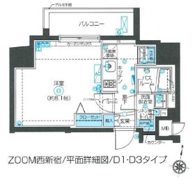 ZOOM西新宿 9階 間取り図