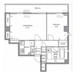 フレッシア永田町 702 間取り図