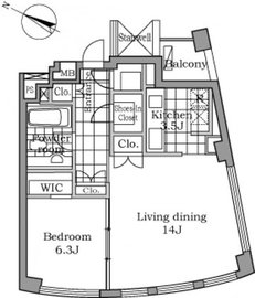 レジディアタワー乃木坂 1503 間取り図