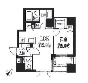 リシェ五反田スカイビュー 9階 間取り図