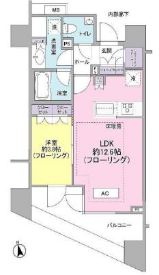 クオリア恵比寿パークフロント 7階 間取り図