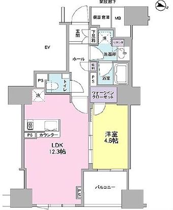 クレヴィア原宿 1階 間取り図