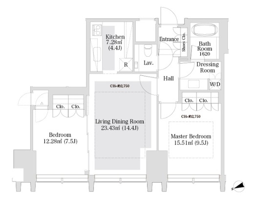ラ・トゥール新宿グランド 1803 間取り図