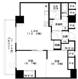 美竹コート 14階 間取り図