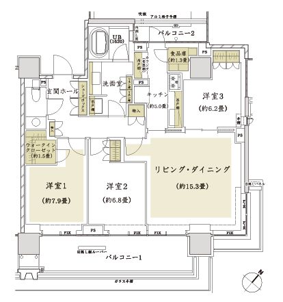 ザ・パークハウスグラン千鳥ヶ淵 5階 間取り図