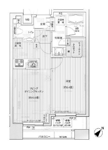リシェ五反田スカイビュー 12階 間取り図