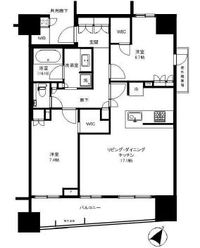 プラウド日本橋大伝馬町 7階 間取り図