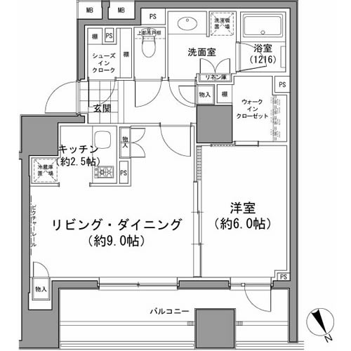 パークハビオ八丁堀 309 間取り図