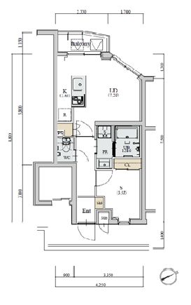 ディームス初台1 101 間取り図