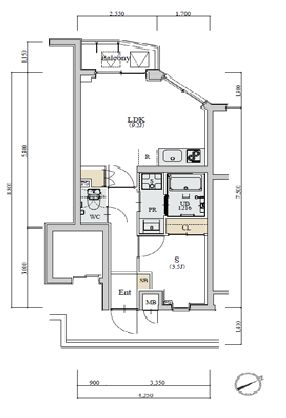 ディームス初台1 402 間取り図