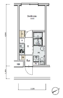 ディームス初台1 306 間取り図