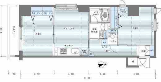 レジディア銀座東 401 間取り図