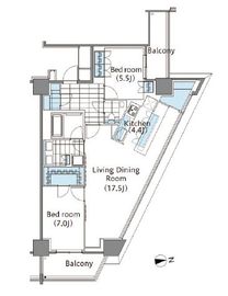 コンフォリア新宿イーストサイドタワー 1028 間取り図