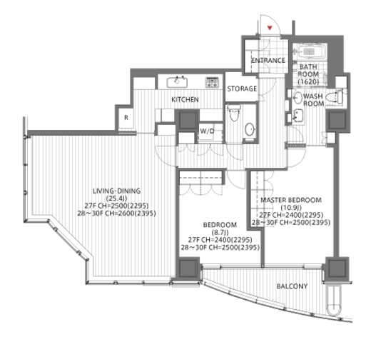 愛宕グリーンヒルズフォレストタワー 2804 間取り図