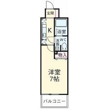 レジディア島津山 407 間取り図