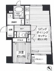 クロスフォー築地 301 間取り図