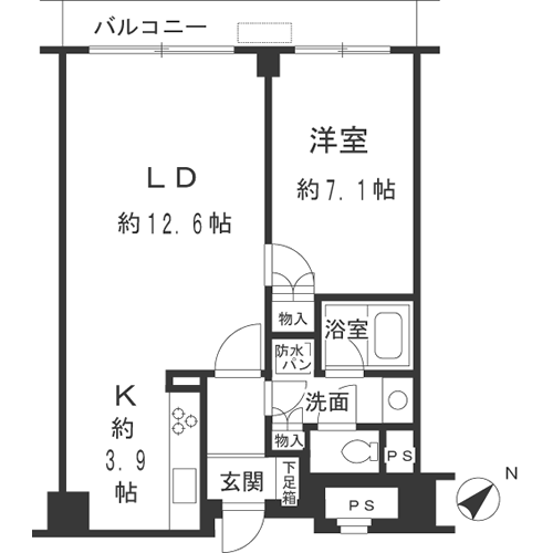 ルシマン月島 1104 間取り図
