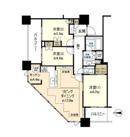 プラウドタワー千代田富士見レジデンス 13階 間取り図