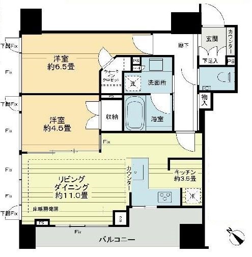 シティハウス月島駅前エアーズコート 12階 間取り図