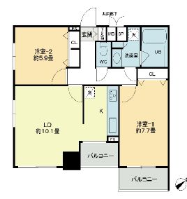 クロスレジデンス蒲田 1405 間取り図