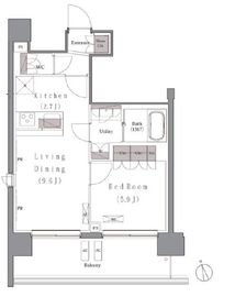 プレジリア新富町 510 間取り図