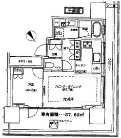 ウェリスタワー愛宕虎ノ門 4階 間取り図