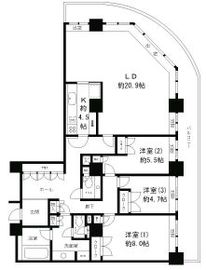 リバーポイントタワー 3504 間取り図