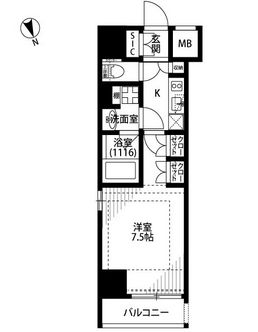 プレール・ドゥーク西浅草 5階 間取り図