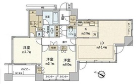 目白プレイスタワー 15階 間取り図