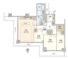 Wコンフォートタワーズ EAST 52階 間取り図