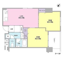 美竹コート 9階 間取り図