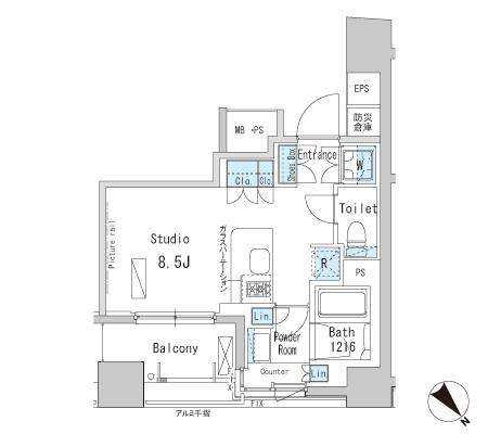 パークアクシス茅場町 1002 間取り図