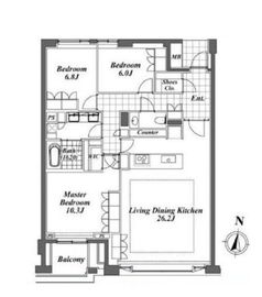 プライムメゾン御殿山 3F1 間取り図