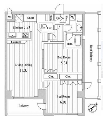 スペーシア三軒茶屋弐番館 803 間取り図