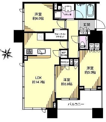 グランドミレーニア タワー＆スイート 14階 間取り図