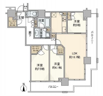 ベイクレストタワー 16階 間取り図