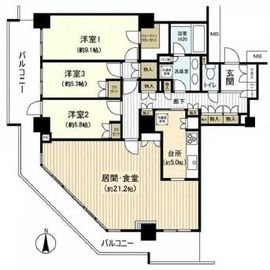 キャナルワーフタワーズウエストタワー 29階 間取り図