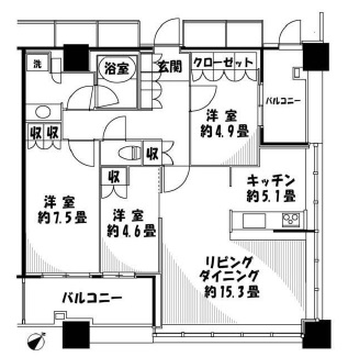 アウルタワー 45階 間取り図