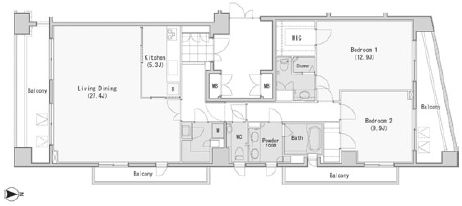レジディア西麻布 1304 間取り図