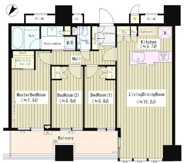 パークコート千代田富士見ザ タワー 19階 間取り図