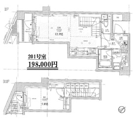 オープンレジデンシア六本木美術館前 2階 間取り図