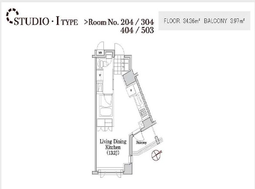アパートメンツ元麻布内田坂 404 間取り図