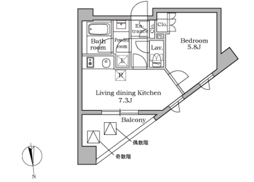 レジディア三軒茶屋 1301 間取り図