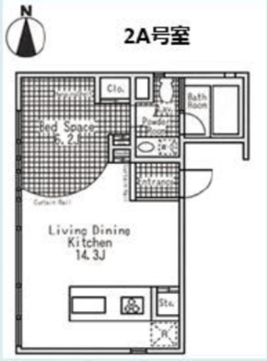 LunaRossa渋谷 2A 間取り図